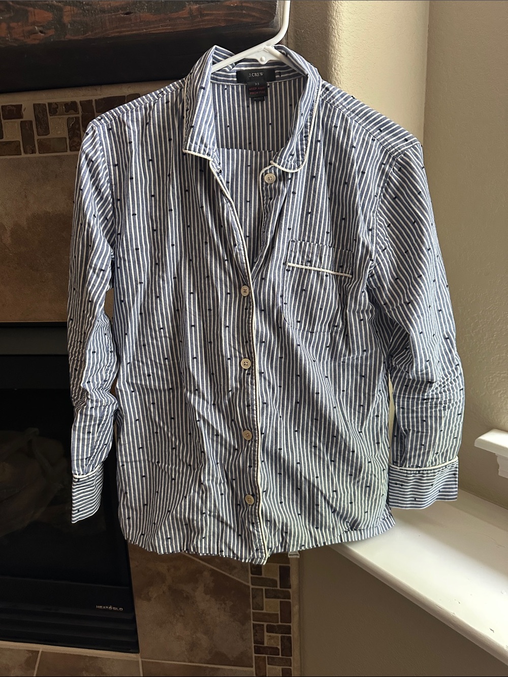 J. Crew Navy and White Striped Cotton Pajama Top